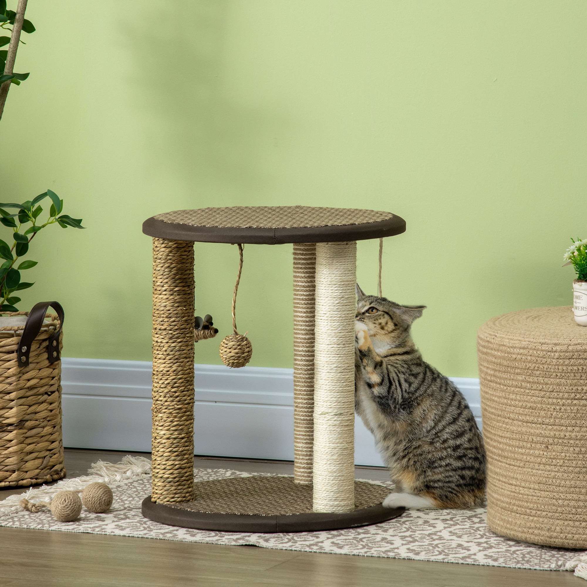 17" Cat Tree, Kitty Activity Centre with Hanging Toys, Cat Tower with Jute - view 7