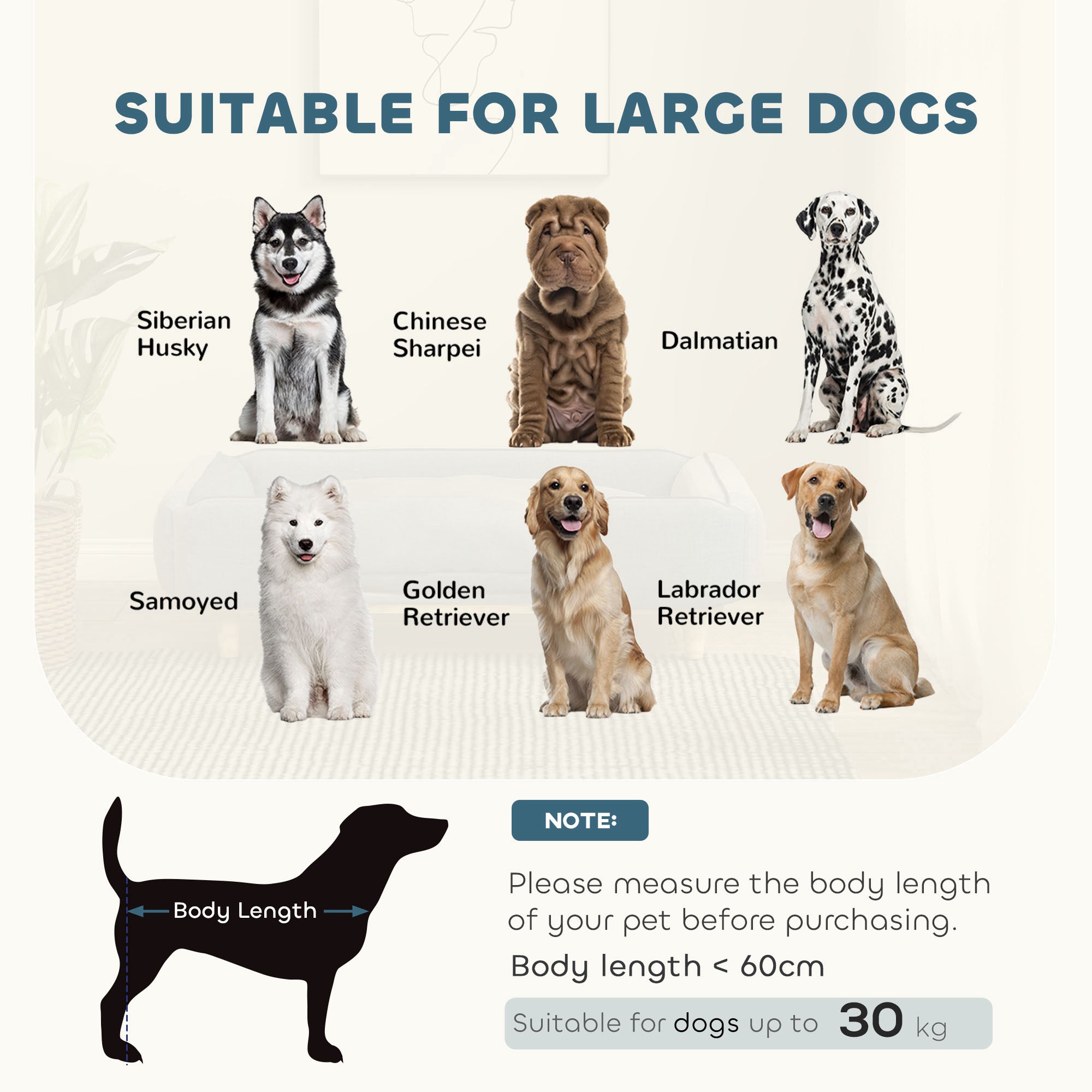 Washable Dog Sofa for Large Dogs, Elevated Pet Couch with Anti-slip Foot Pads - view 3