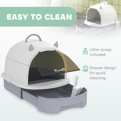 Cat Litter Box with Lid, Front Door Flap, Scoop, Handle, Easy Clean, for Small - view 4