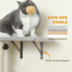 Cat Wall Shelves, 4 Pcs Cat Wall Furniture Set with Scratching Posts, Condo - view 3