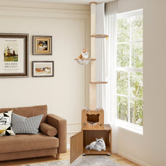101 Inch Floor to Ceiling Cat Tree Height Adjustable with Litter Box Enclosure - view 2