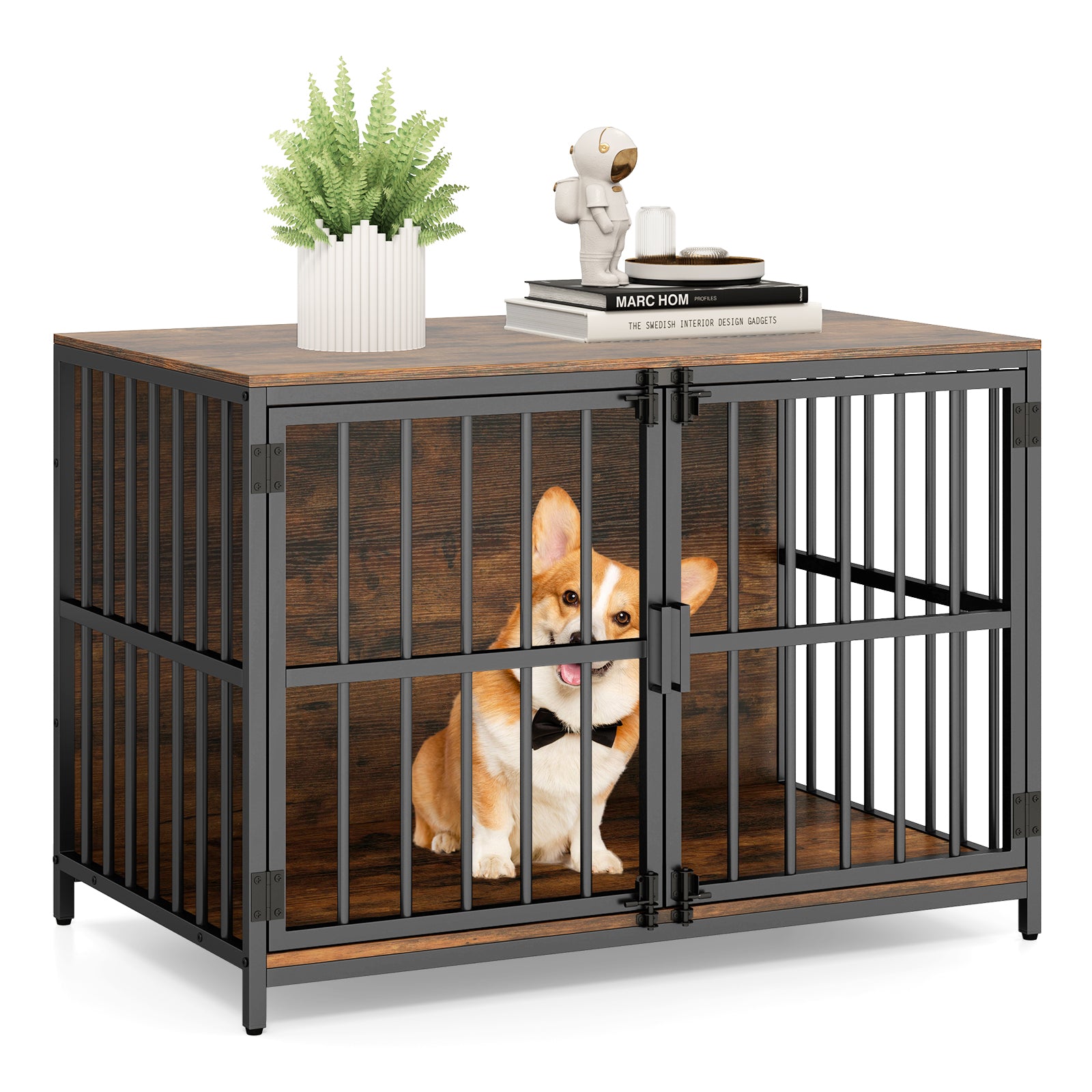 40 Inch Dog Crate Furniture Dog Kennel with Dual Lockable Double Doors - view 4