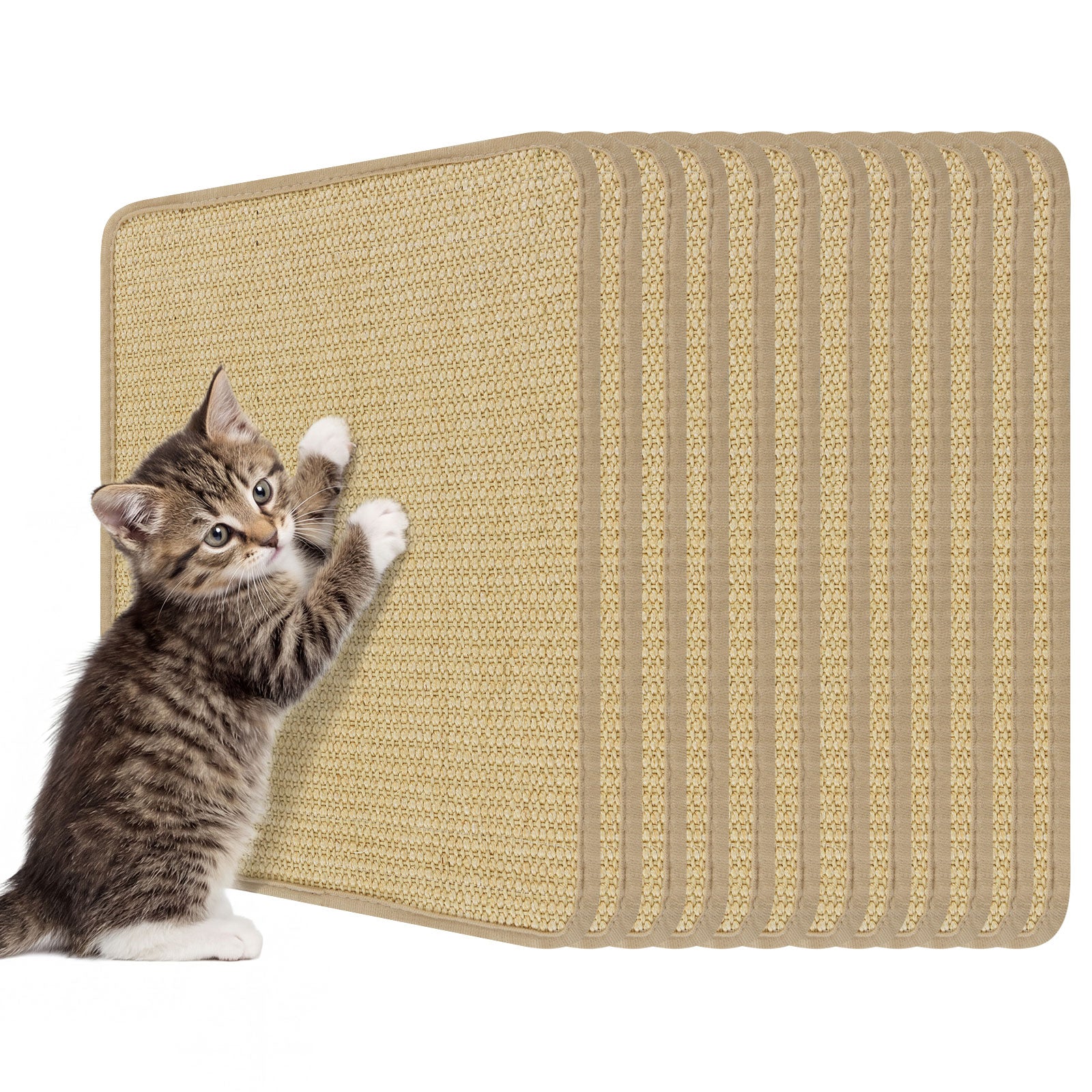 12 Pieces Cat Scratcher Mat Set 16 x 12 Inch Natural Sisal Pads Cat Tree