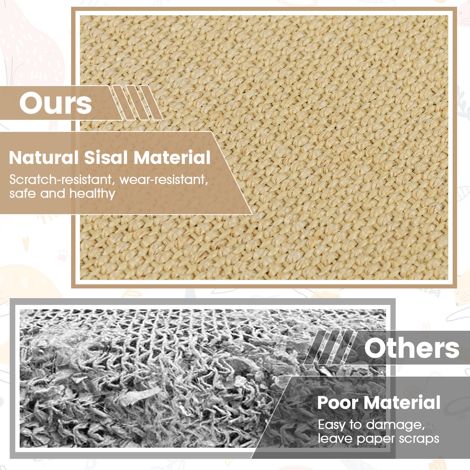 12 Pieces Cat Scratcher Mat Set 16 x 12 Inch Natural Sisal Pads Cat Tree - view 7