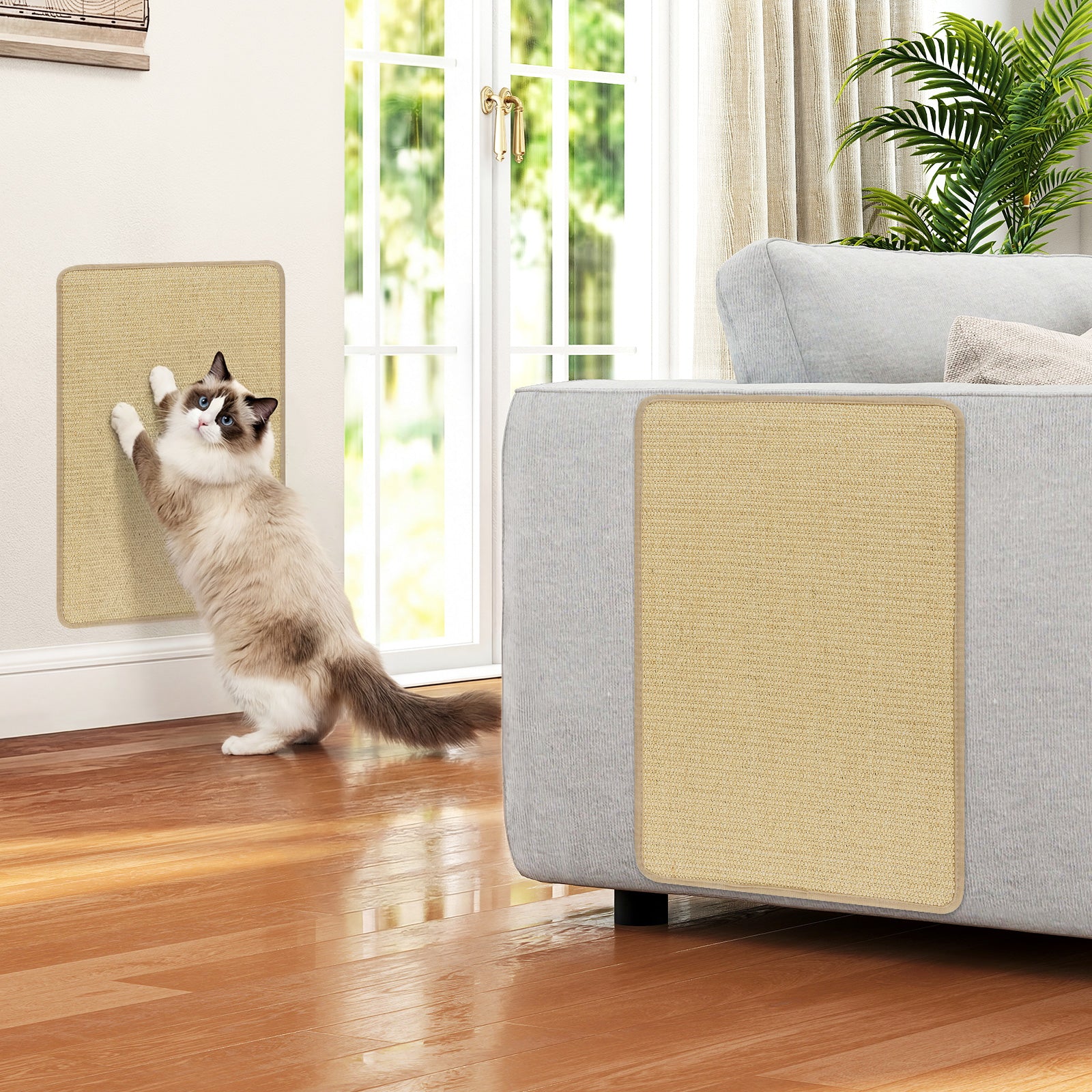 12 Pieces Cat Scratcher Mat Set 24 x 16 Inch Natural Sisal Pads Cat Tree - view 3