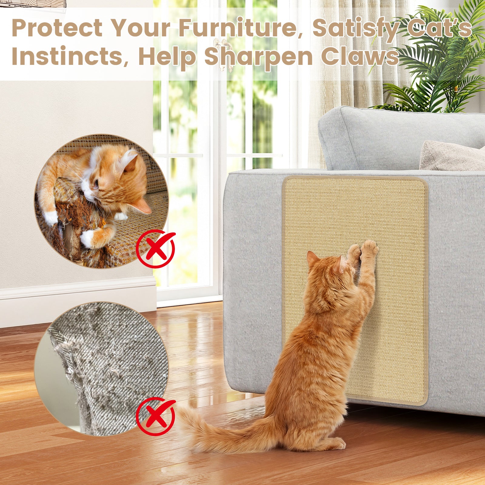 12 Pieces Cat Scratcher Mat Set 24 x 16 Inch Natural Sisal Pads Cat Tree - view 8