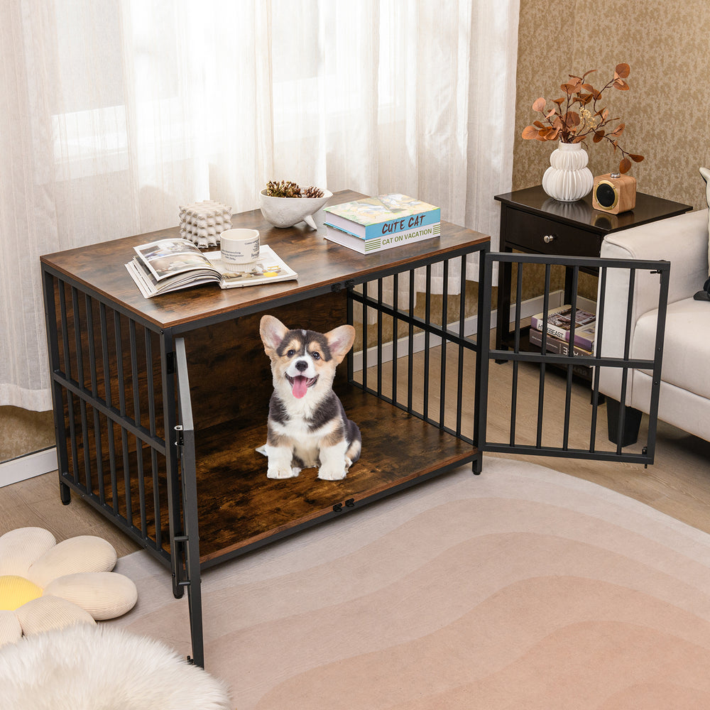 40 Inch Dog Crate Furniture Dog Kennel with Dual Lockable Double Doors - view 2