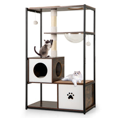 52 Inch Tall Wooden Cat Tree Metal Frame with 2 Condos and Cushions - view 4