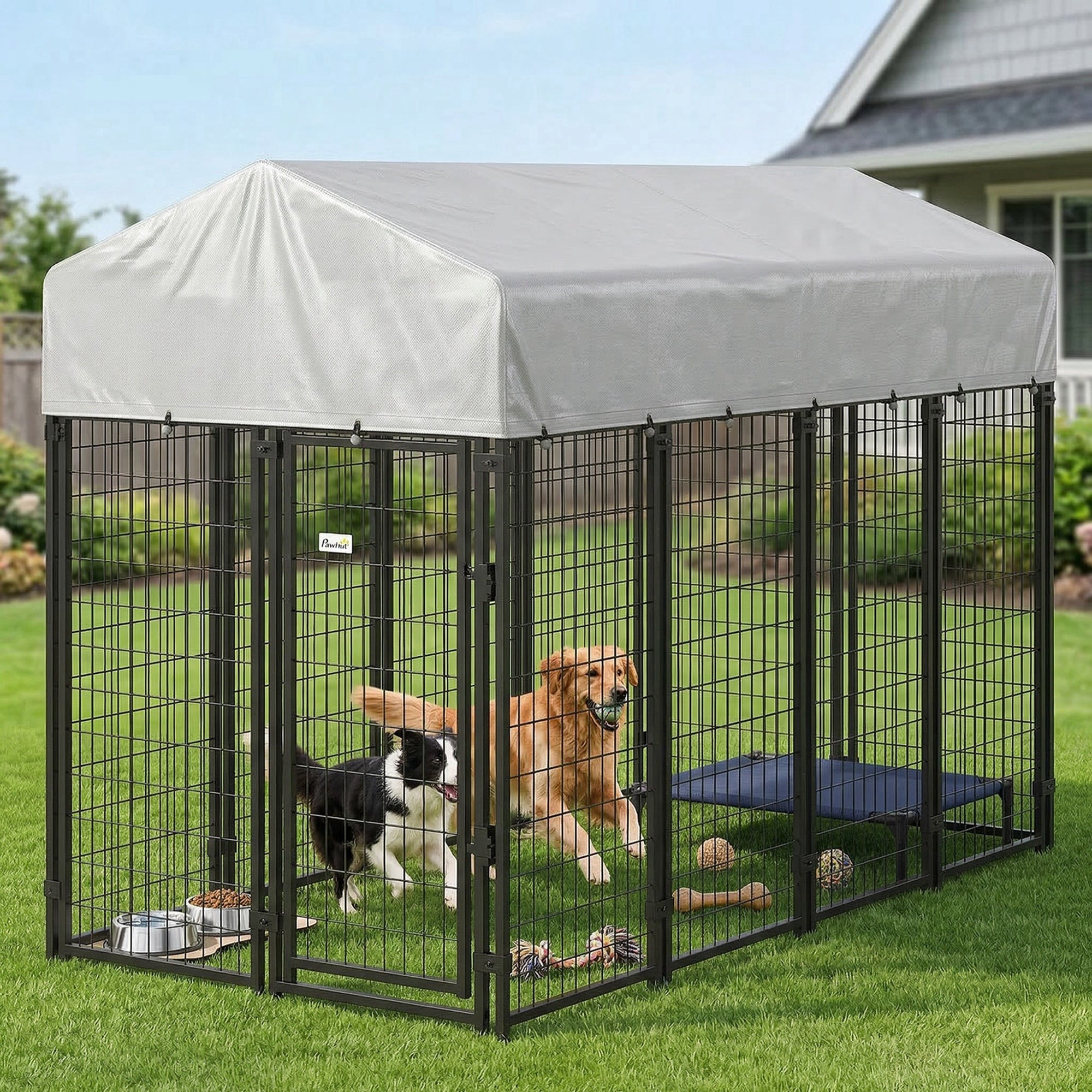 Outdoor Dog Kennel with Roof, 8' x 4' x 6' Heavy Duty Welded Wire Dog Playpen - view 7
