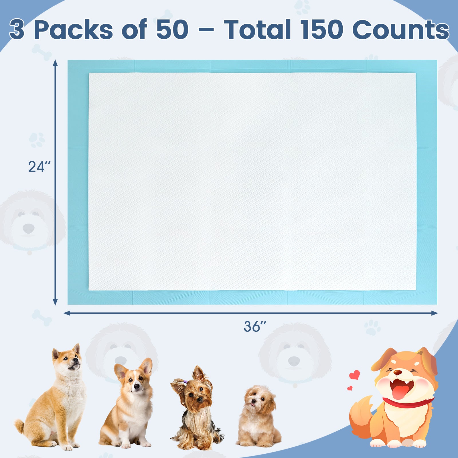 150 Pieces 24 x 36 Inch Pet Wee Pee Piddle Pad Pet Supplies - view 4