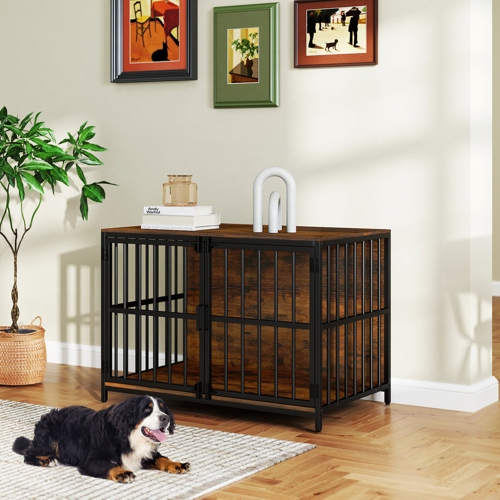 40 Inch Dog Crate Furniture Dog Kennel with Dual Lockable Double Doors - view 3