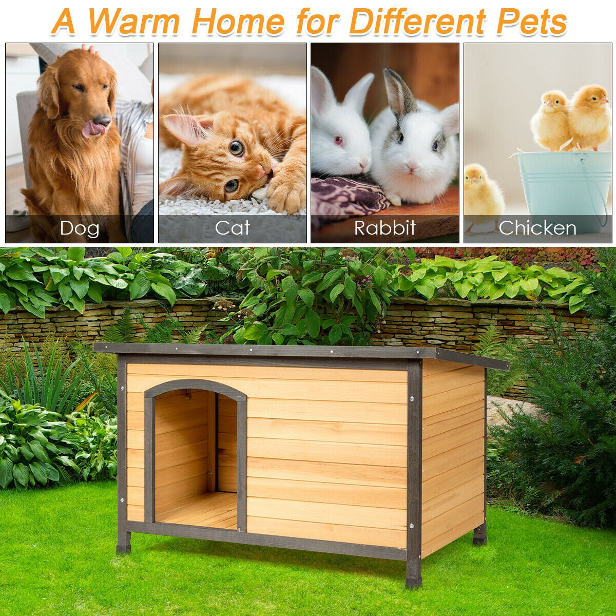 Wood Extreme Weather Resistant Pet Log Cabin Dog Kennel - view 3