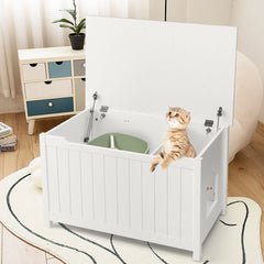 Wooden Cat Litter Box Enclosure with Top Opening Side Table Cat House - view 2