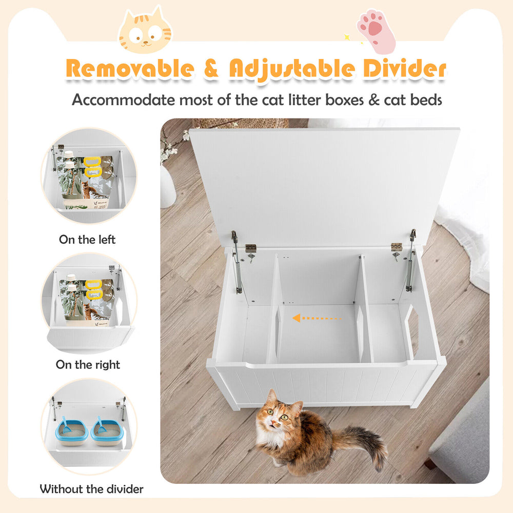 Wooden Cat Litter Box Enclosure with Top Opening Side Table Cat House - view 7