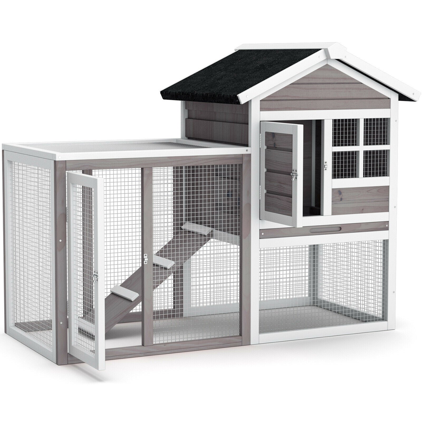 2-Story Wooden Rabbit Hutch with Running Area - view 7