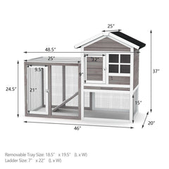 2-Story Wooden Rabbit Hutch with Running Area - view 4