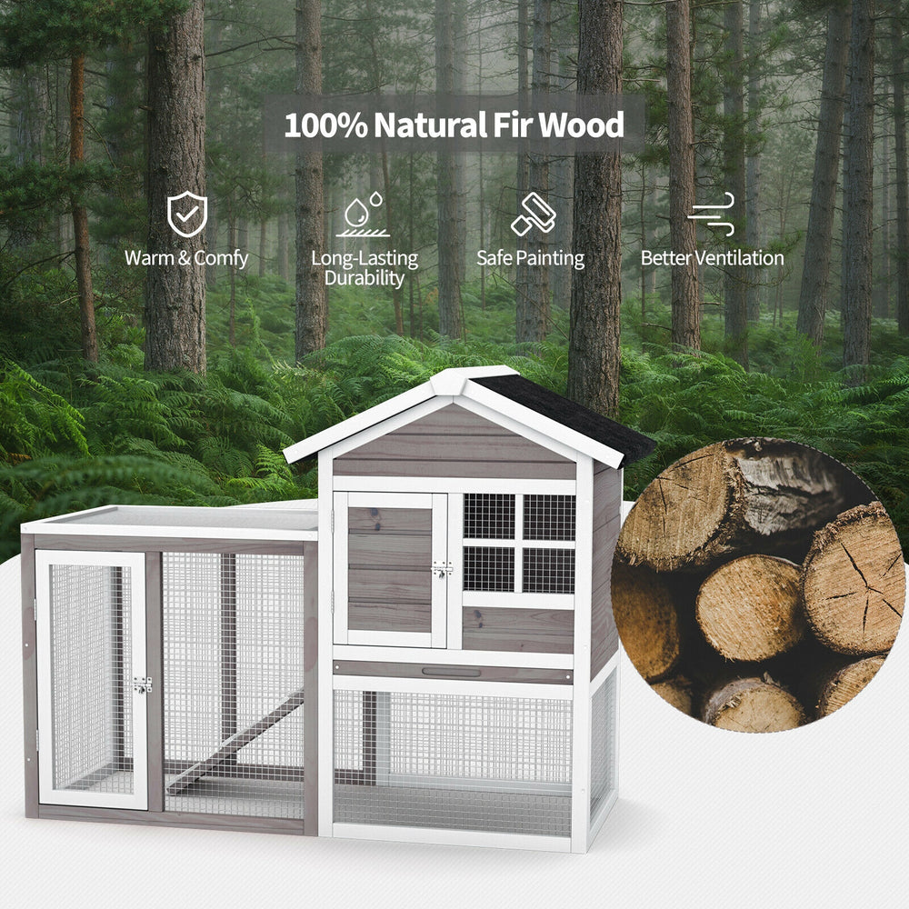 2-Story Wooden Rabbit Hutch with Running Area - view 5
