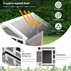 2-Story Wooden Rabbit Hutch with Running Area - view 3