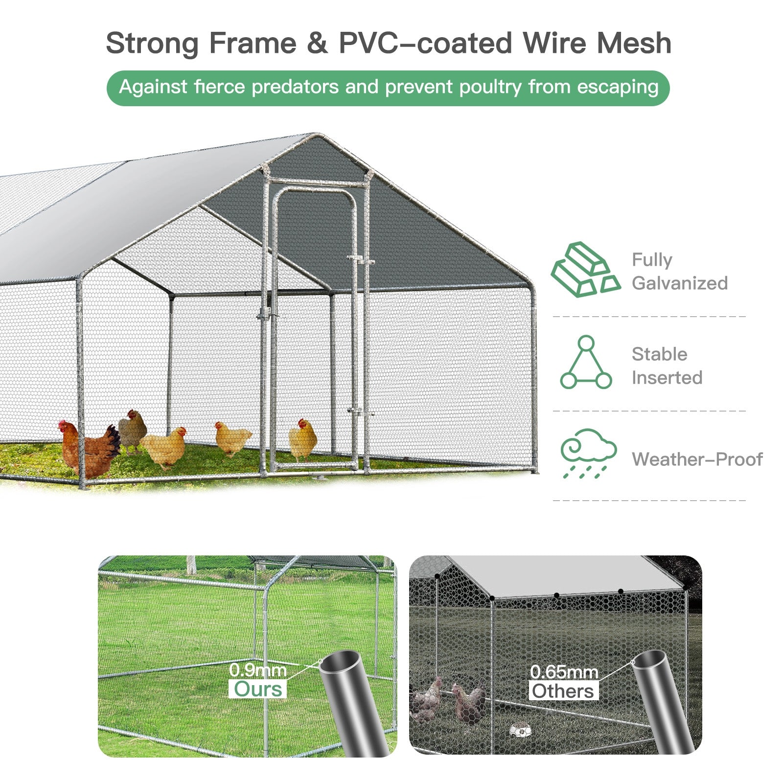 Large Walk in Shade Cage Chicken Coop with Roof Cover - view 5