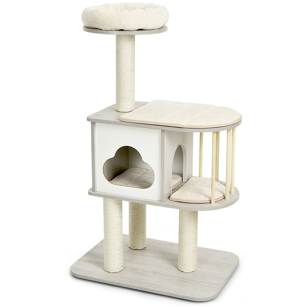 46 Inch Wooden Cat Activity Tree with Platform and Cushionsfor for Cats - view 7