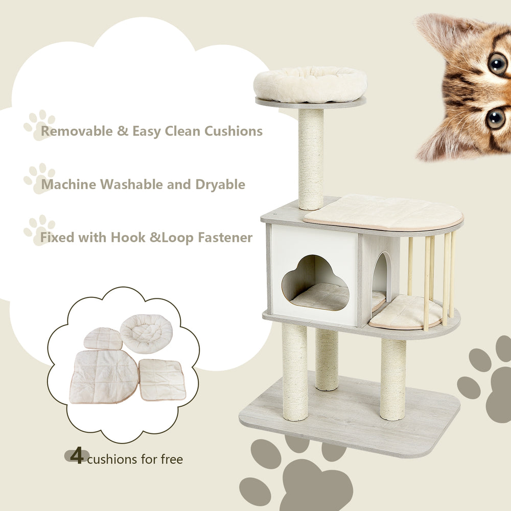 46 Inch Wooden Cat Activity Tree with Platform and Cushionsfor for Cats - view 5
