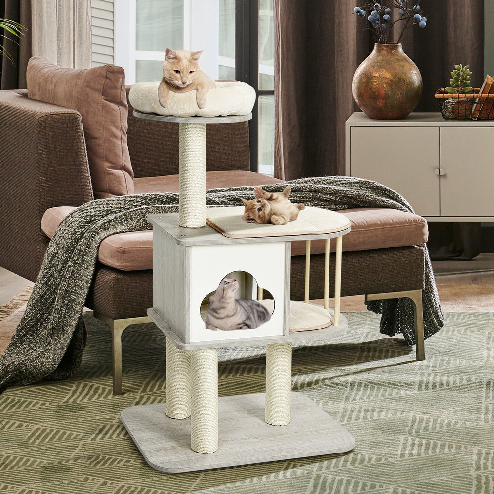 46 Inch Wooden Cat Activity Tree with Platform and Cushionsfor for Cats - view 6