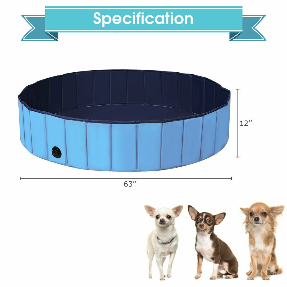 63 Inch Foldable Leakproof Dog Pet Pool Bathing Tub Kiddie Pool for Dogs Cats - view 5