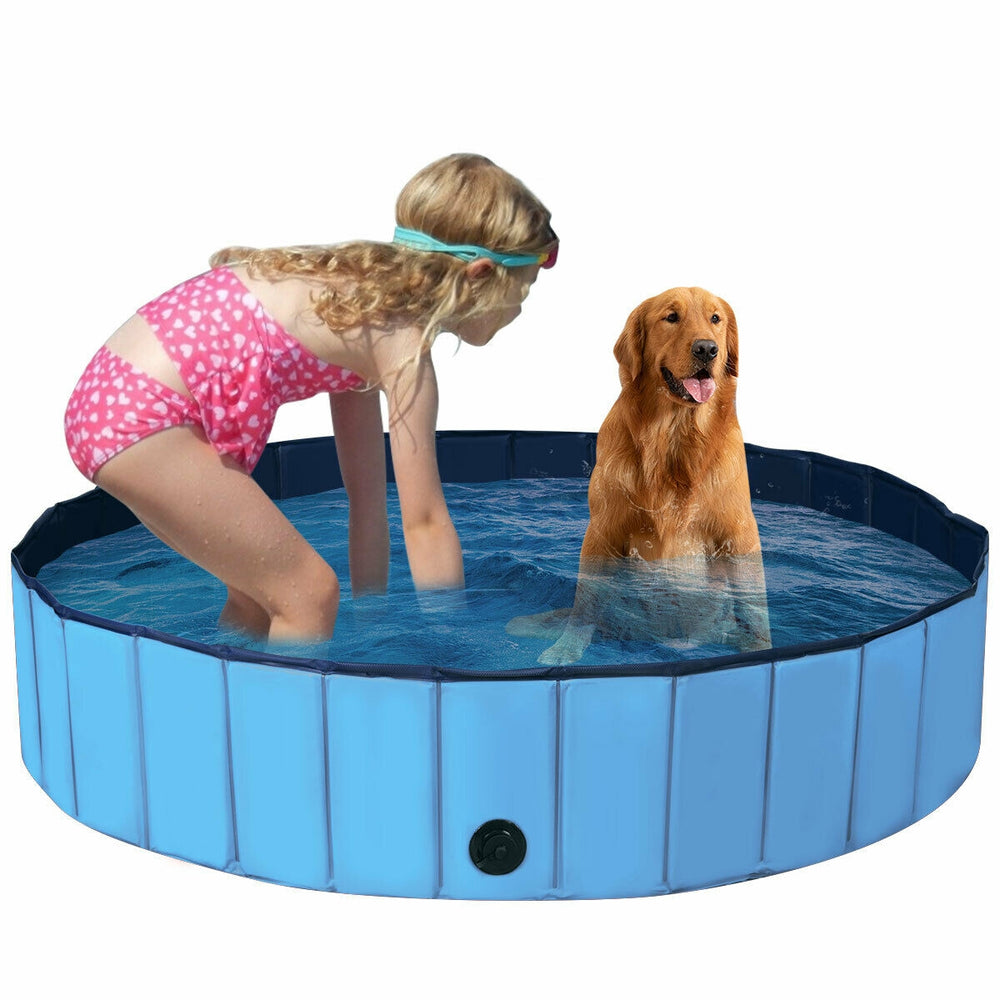 63 Inch Foldable Leakproof Dog Pet Pool Bathing Tub Kiddie Pool for Dogs Cats - view 3