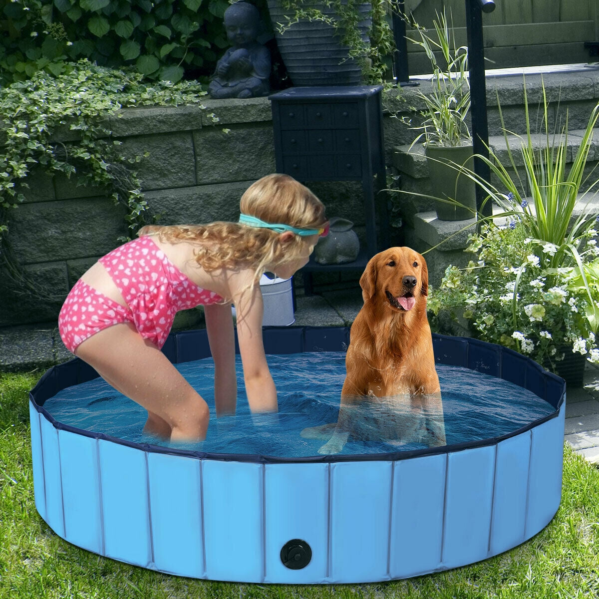 63 Inch Foldable Leakproof Dog Pet Pool Bathing Tub Kiddie Pool for Dogs Cats - view 2