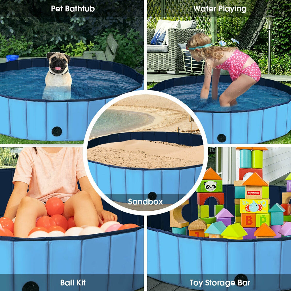 63 Inch Foldable Leakproof Dog Pet Pool Bathing Tub Kiddie Pool for Dogs Cats - view 7