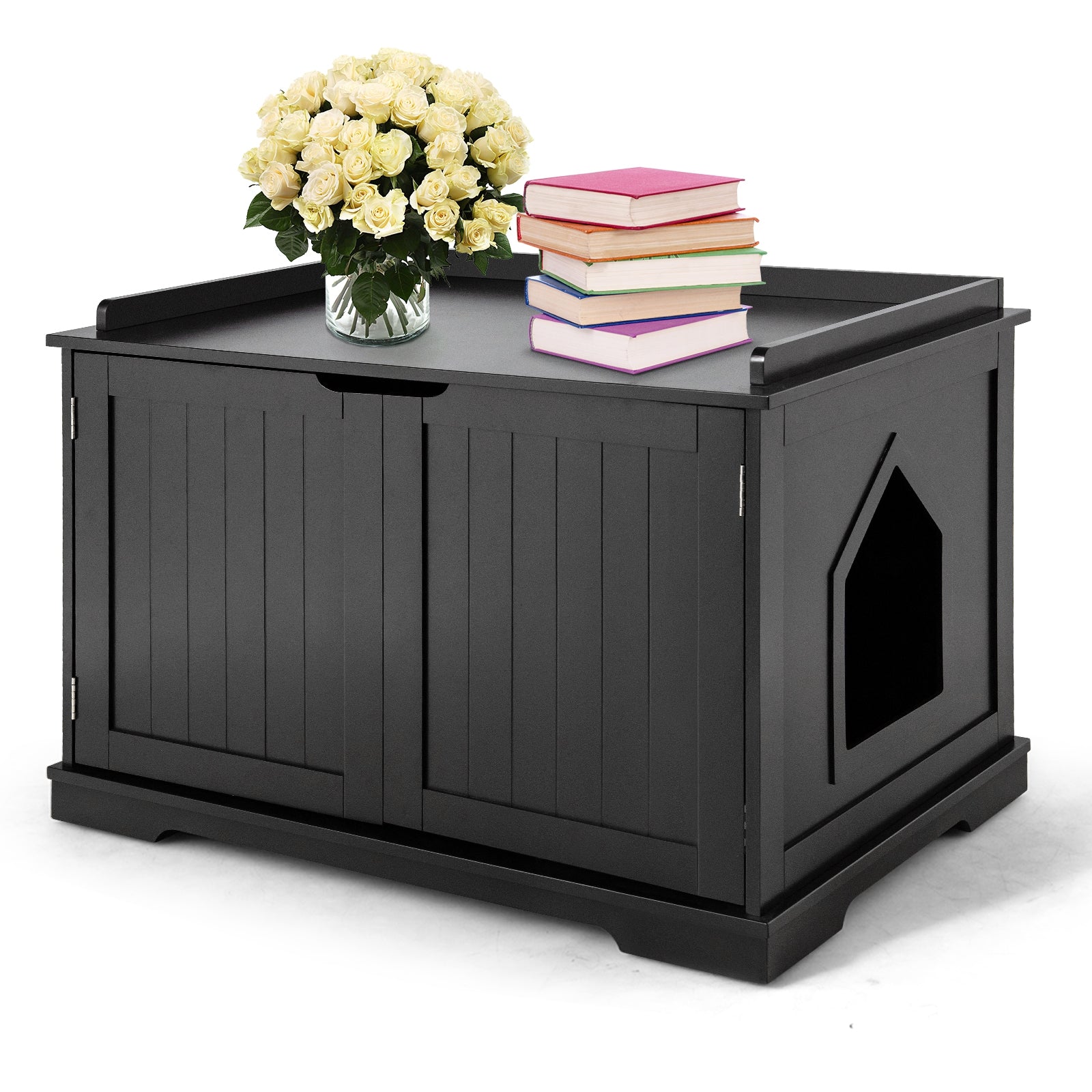 Cat Litter Box Enclosure with Double Doors for Large Cat and Kitty Cat House - view 7
