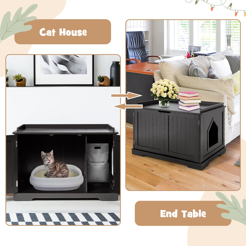 Cat Litter Box Enclosure with Double Doors for Large Cat and Kitty Cat House - view 8