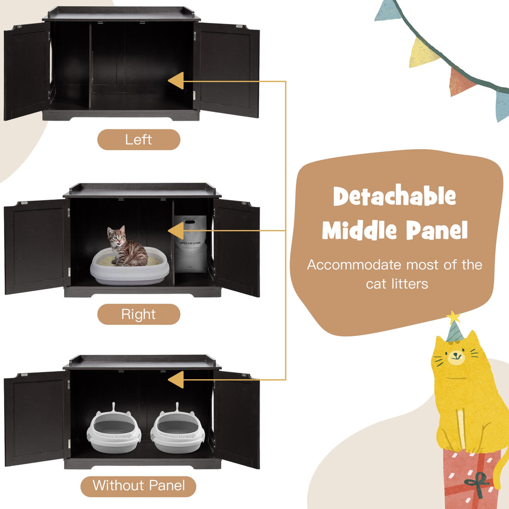 Cat Litter Box Enclosure with Double Doors for Large Cat and Kitty Cat House - view 5