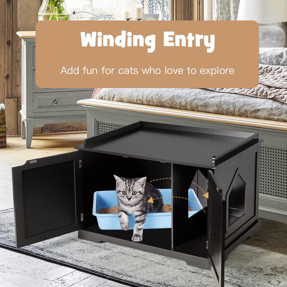 Cat Litter Box Enclosure with Double Doors for Large Cat and Kitty Cat House - view 3