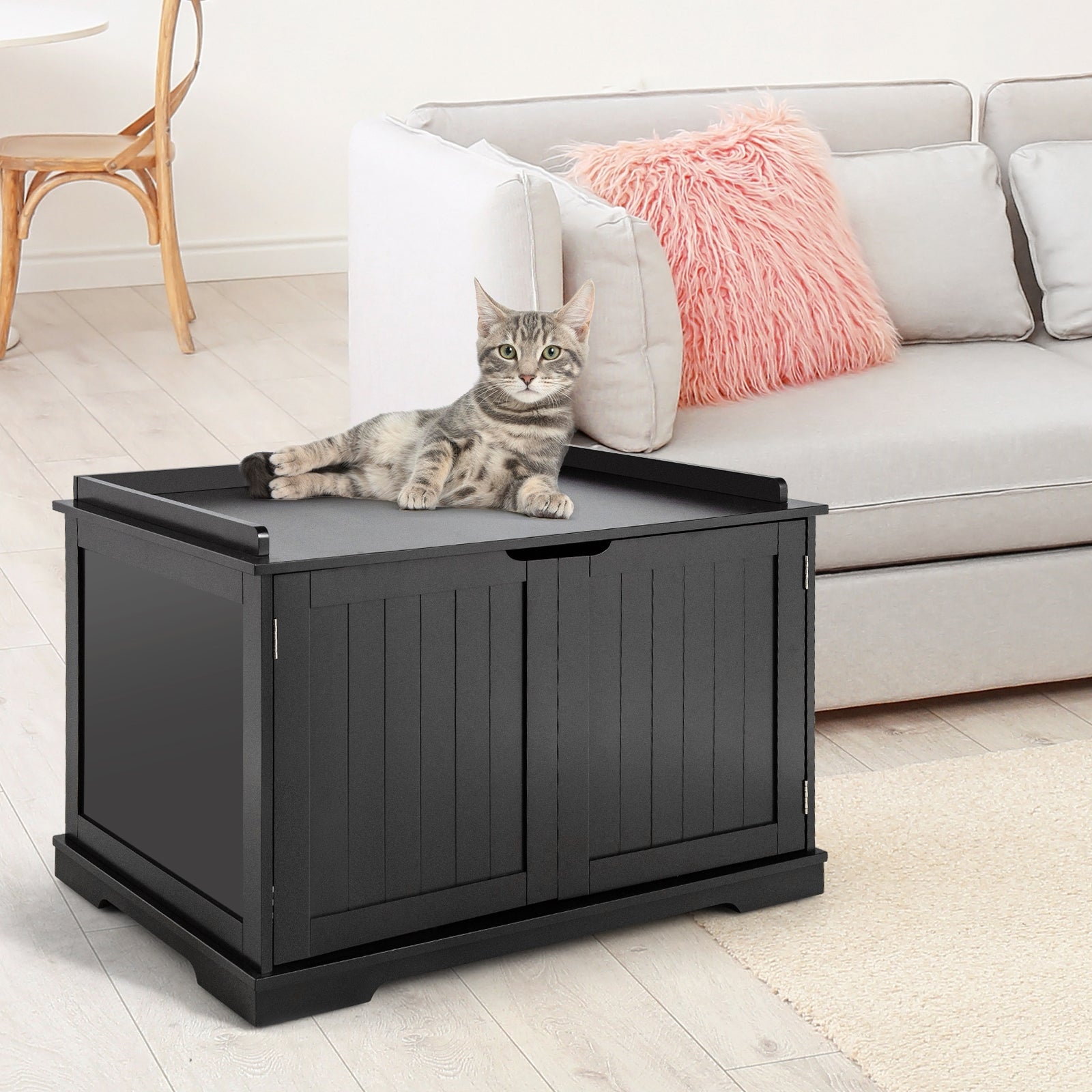 Cat Litter Box Enclosure with Double Doors for Large Cat and Kitty Cat House - view 6