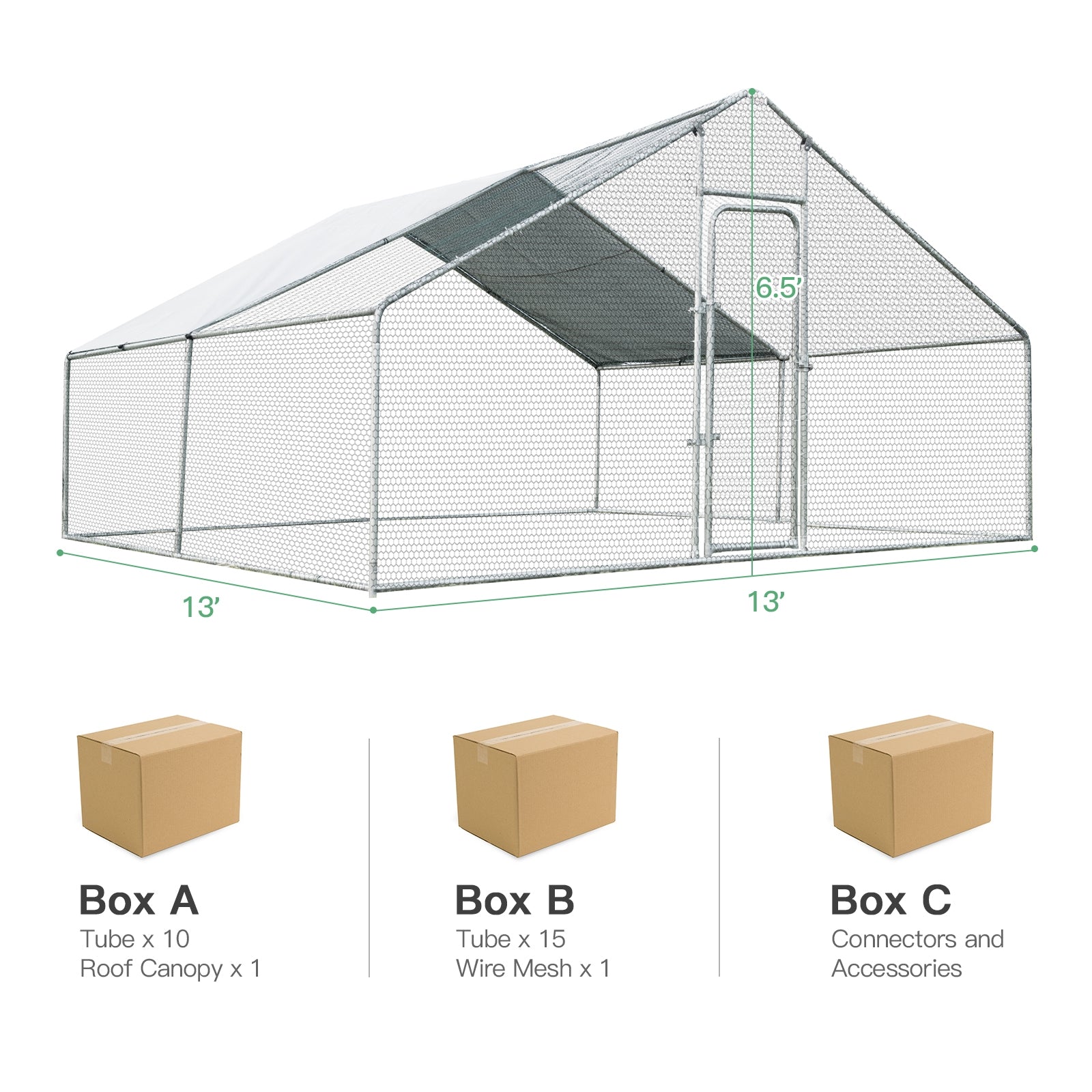 13 x 13 Feet Walk-in Chicken Coop with Waterproof Cover for Outdoor Backyard - view 4