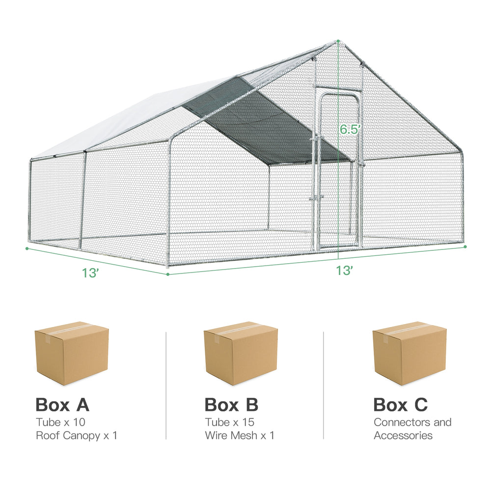 13 x 13 Feet Walk-in Chicken Coop with Waterproof Cover for Outdoor Backyard - view 4