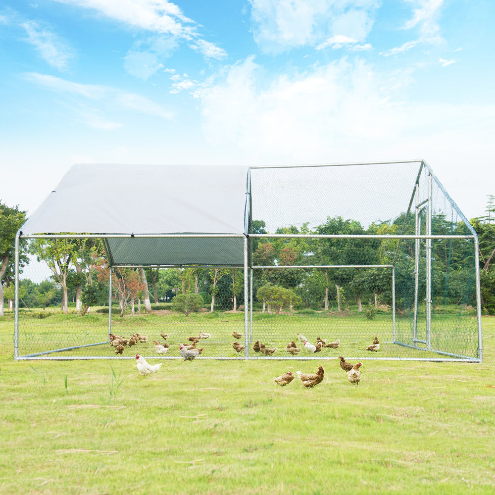 13 x 13 Feet Walk-in Chicken Coop with Waterproof Cover for Outdoor Backyard - view 6
