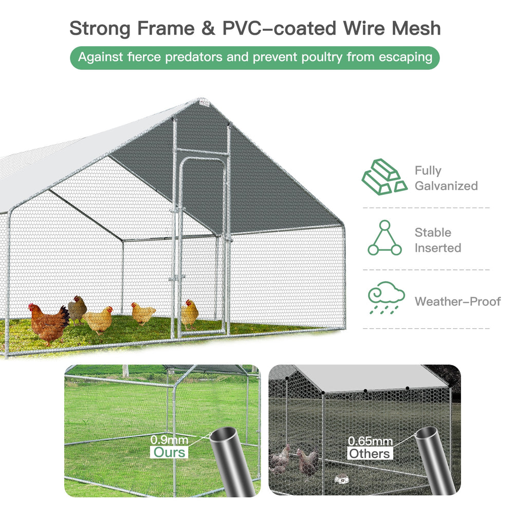 13 x 13 Feet Walk-in Chicken Coop with Waterproof Cover for Outdoor Backyard - view 5