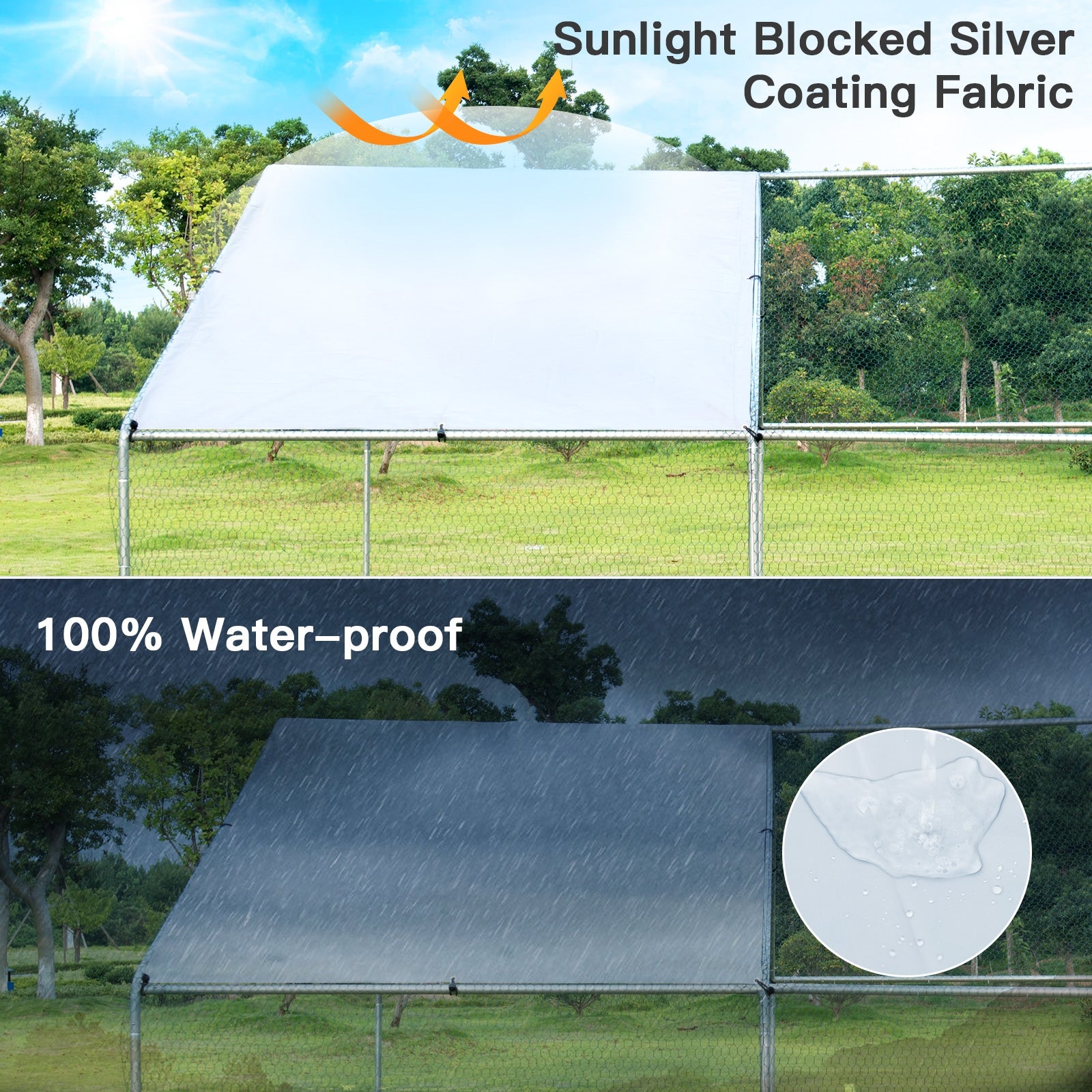 13 x 13 Feet Walk-in Chicken Coop with Waterproof Cover for Outdoor Backyard - view 3