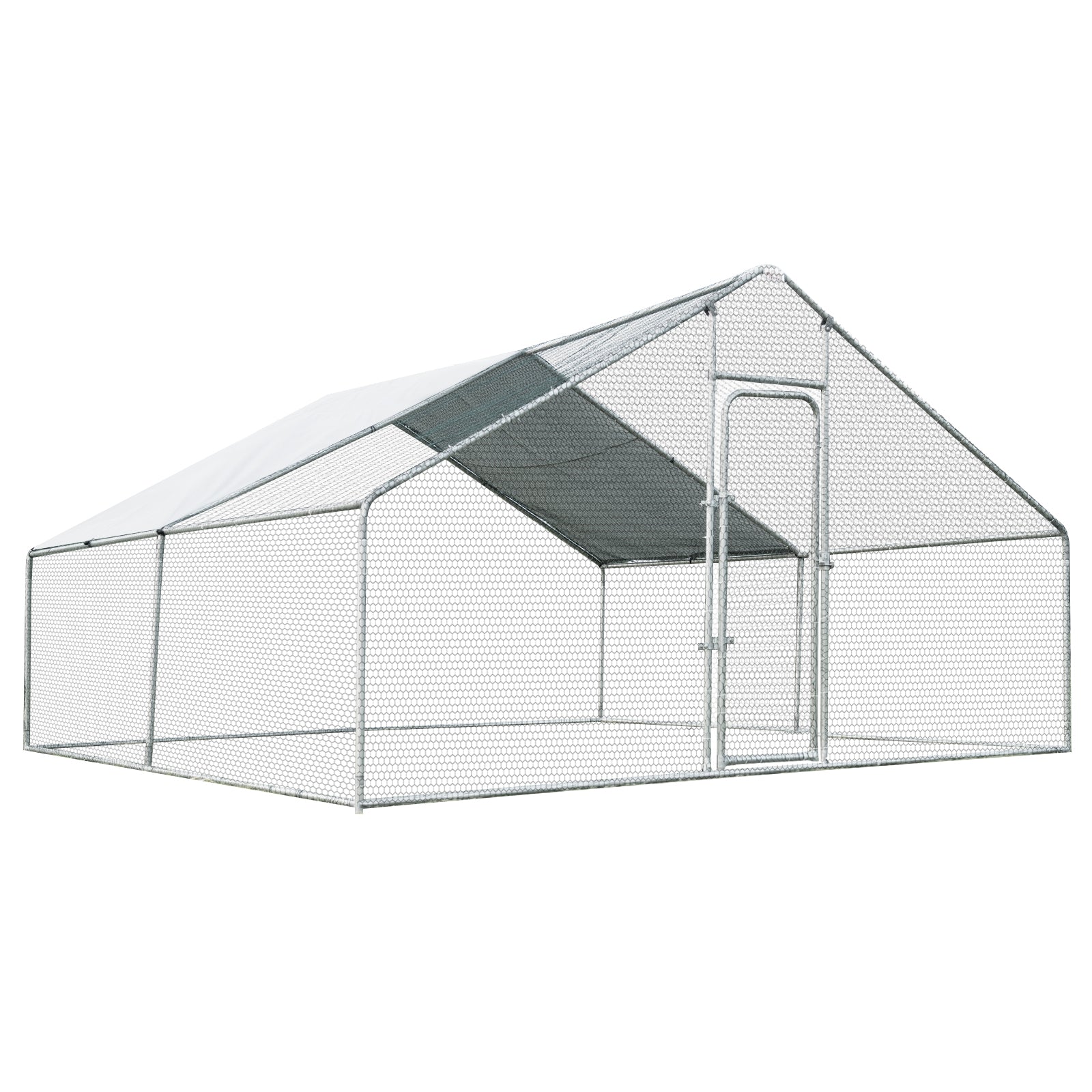 13 x 13 Feet Walk-in Chicken Coop with Waterproof Cover for Outdoor Backyard