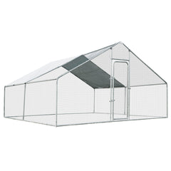 13 x 13 Feet Walk-in Chicken Coop with Waterproof Cover for Outdoor Backyard