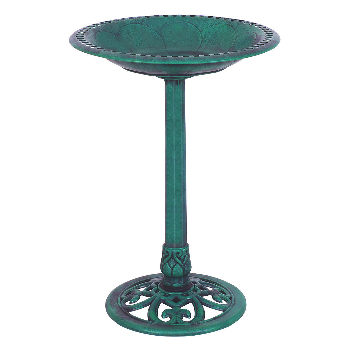 Outdoor Garden Green Pedestal Bird Bath Feeder Bird Cage