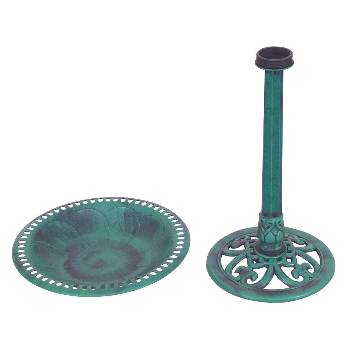 Outdoor Garden Green Pedestal Bird Bath Feeder Bird Cage - view 5