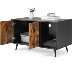 Cat Litter Box Enclosure with Double Door Cabinet Cat House - view 4