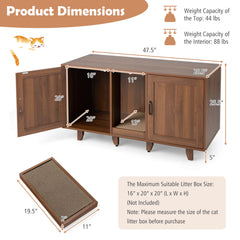 Patented 2-Door Cat Litter Box Enclosure with Winding Entry and Scratching - view 4