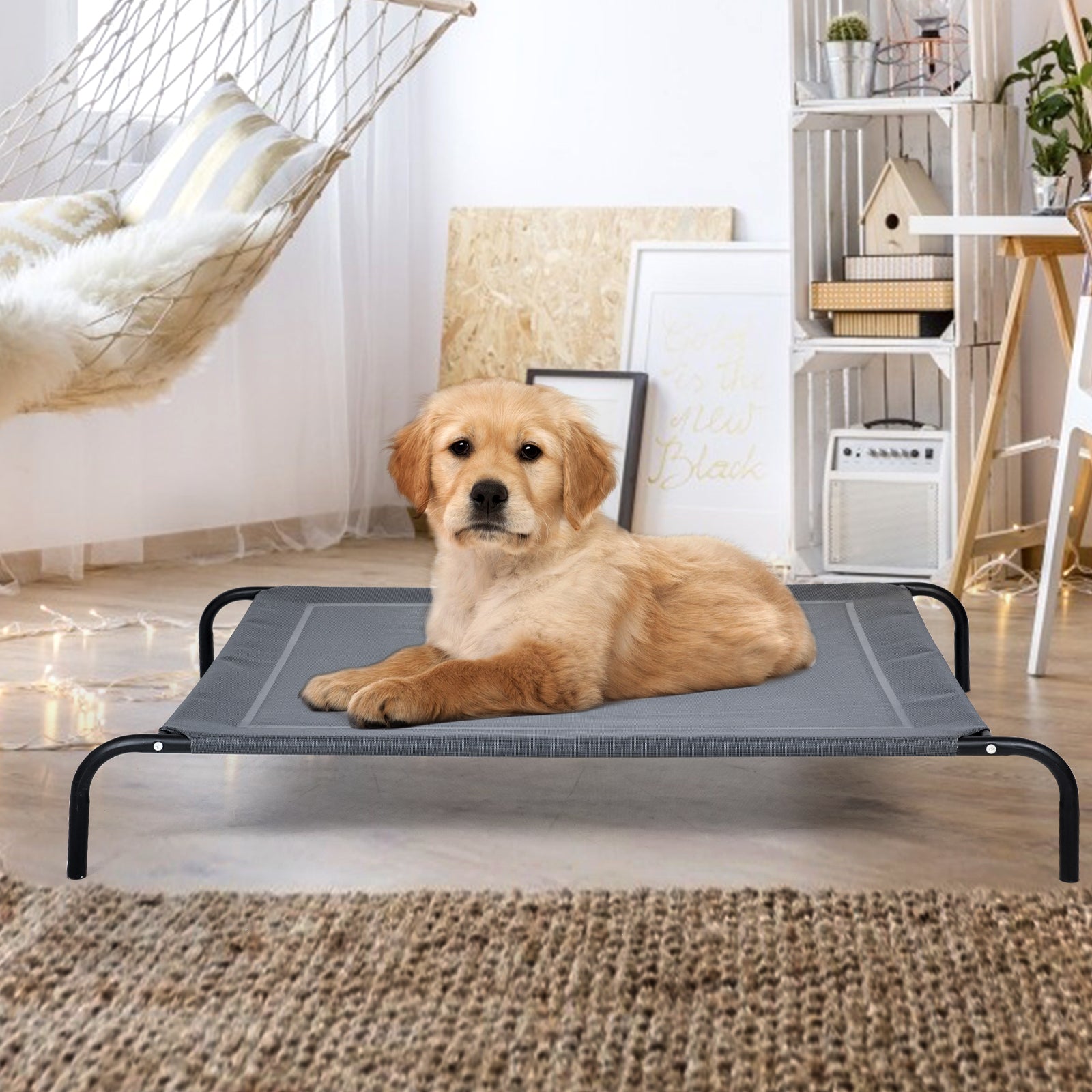 Large Pet Bed Indoor Outdoor Camping Steel Frame Elevated Pet Cot Mat - view 2