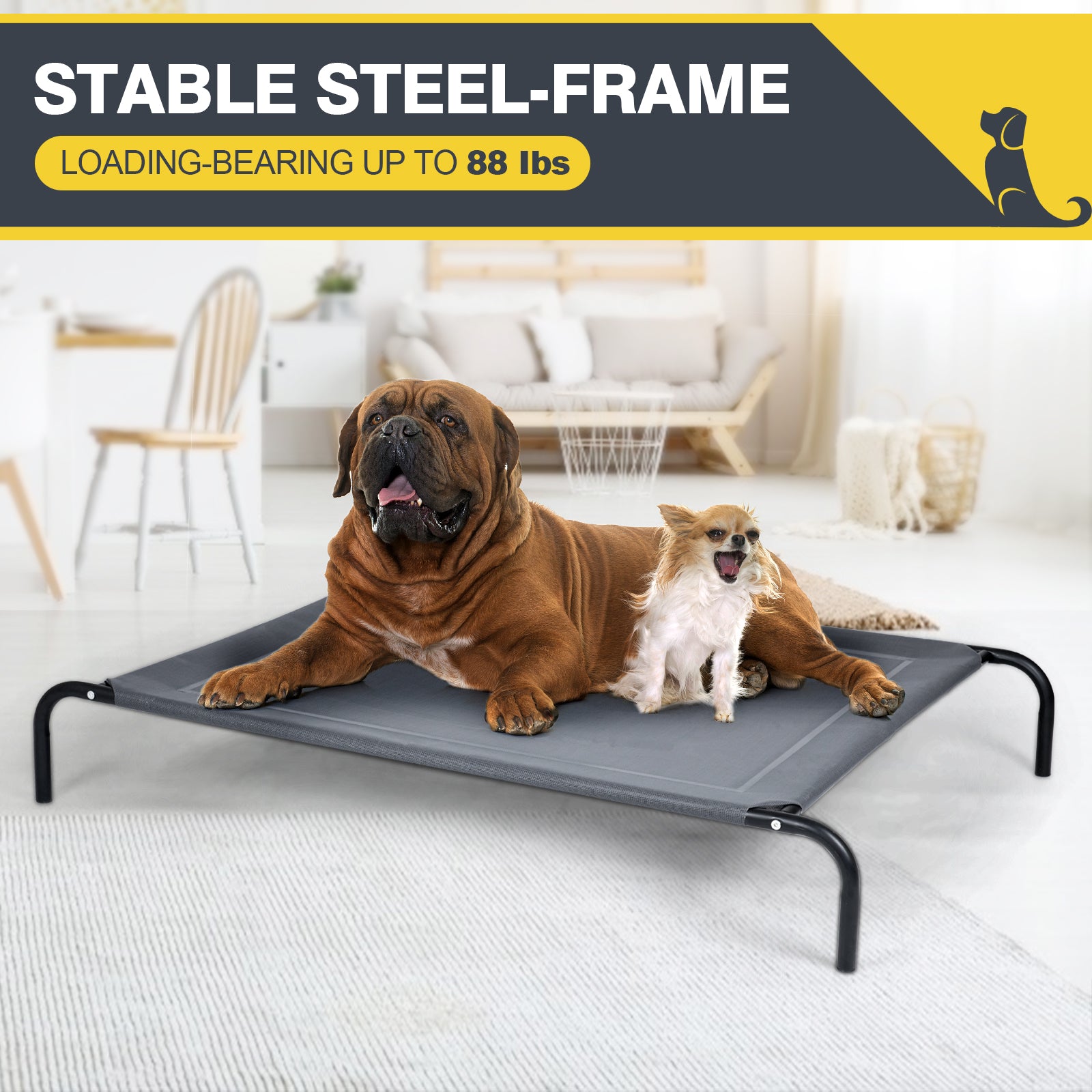 Large Pet Bed Indoor Outdoor Camping Steel Frame Elevated Pet Cot Mat - view 5