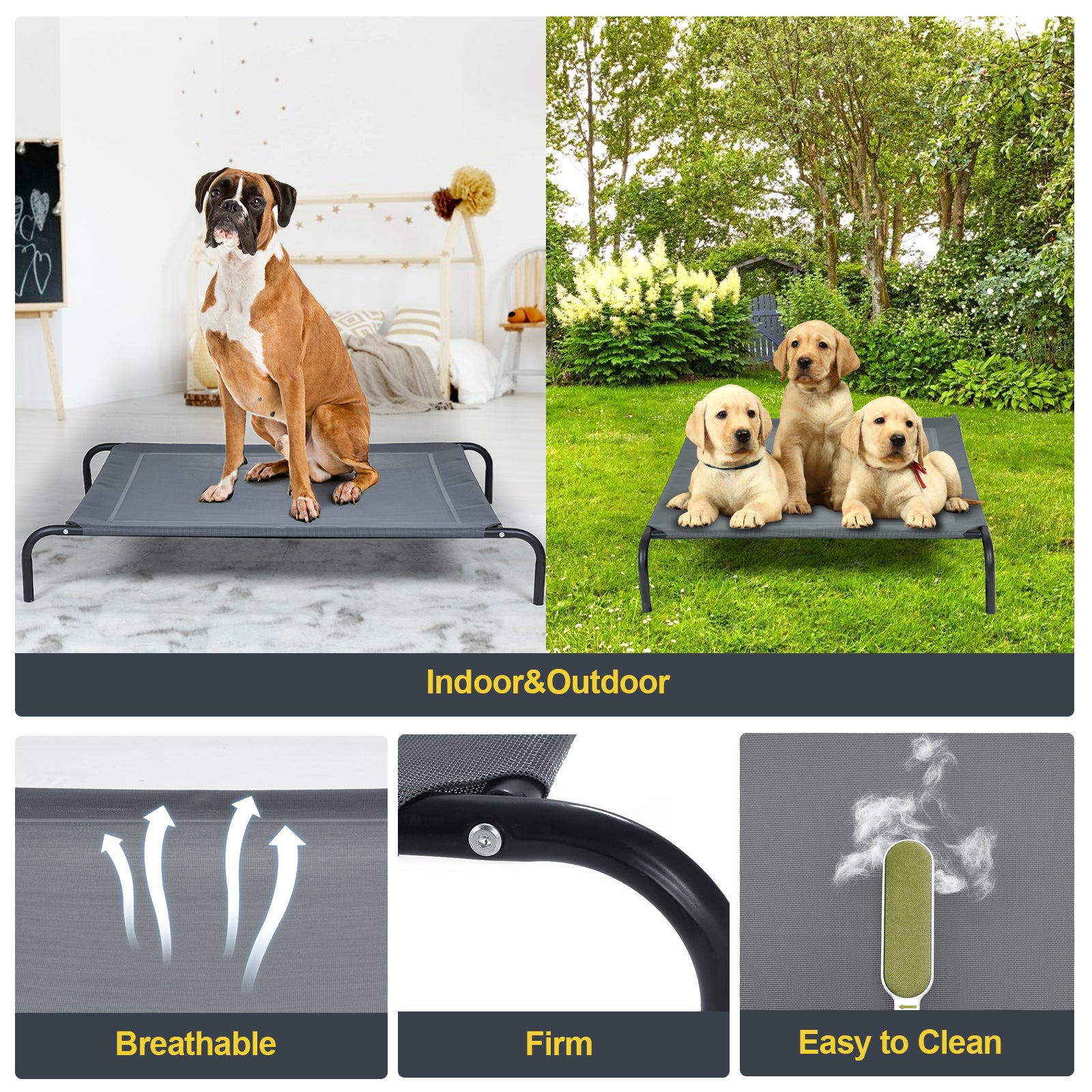 Large Pet Bed Indoor Outdoor Camping Steel Frame Elevated Pet Cot Mat - view 6