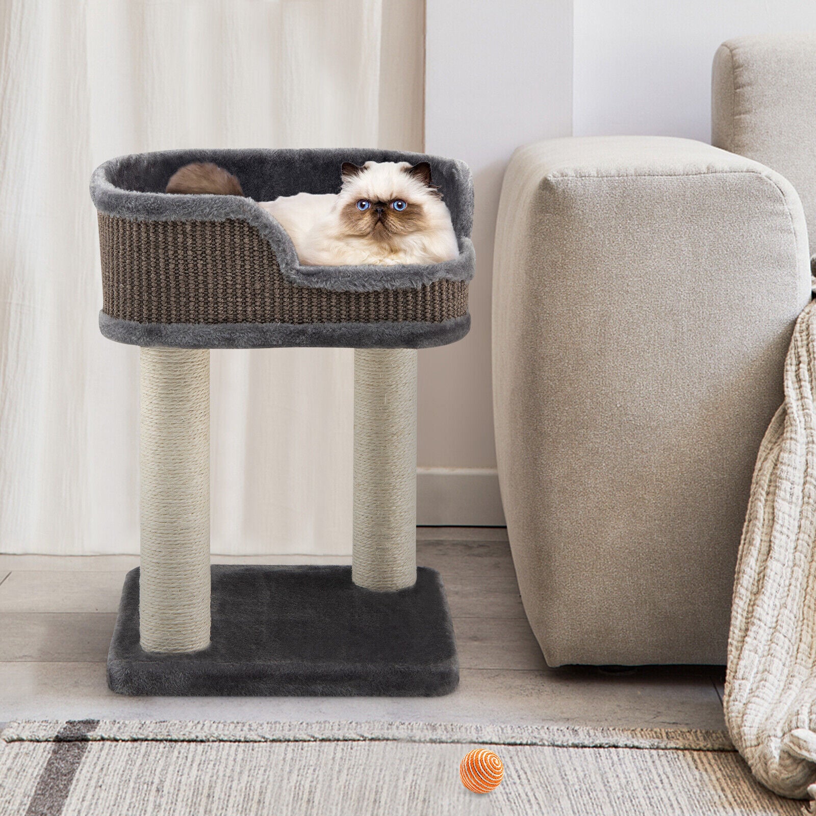 Multi-Level Cat Climbing Tree with Scratching Posts and Large Plush Perch - view 3